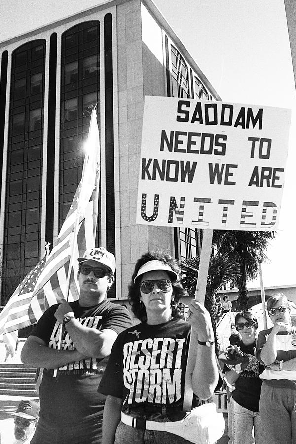 Saddam needs to know Pro Desert Storm rally Tucson Arizona 1991 Photograph by David Lee Guss