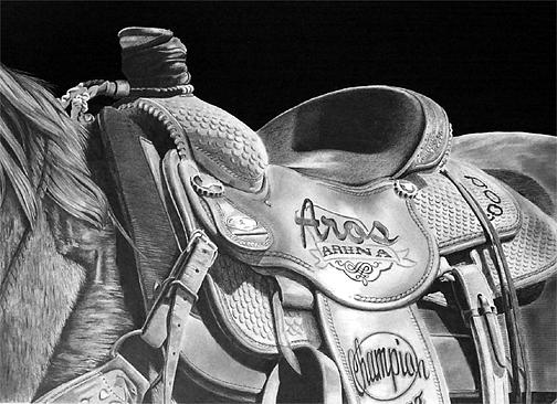 Horse Drawing - Saddle Detail by John Bowman