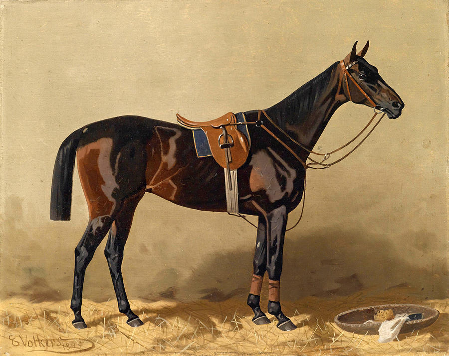 Saddled Sport Horse 2 Painting by Emil Volkers