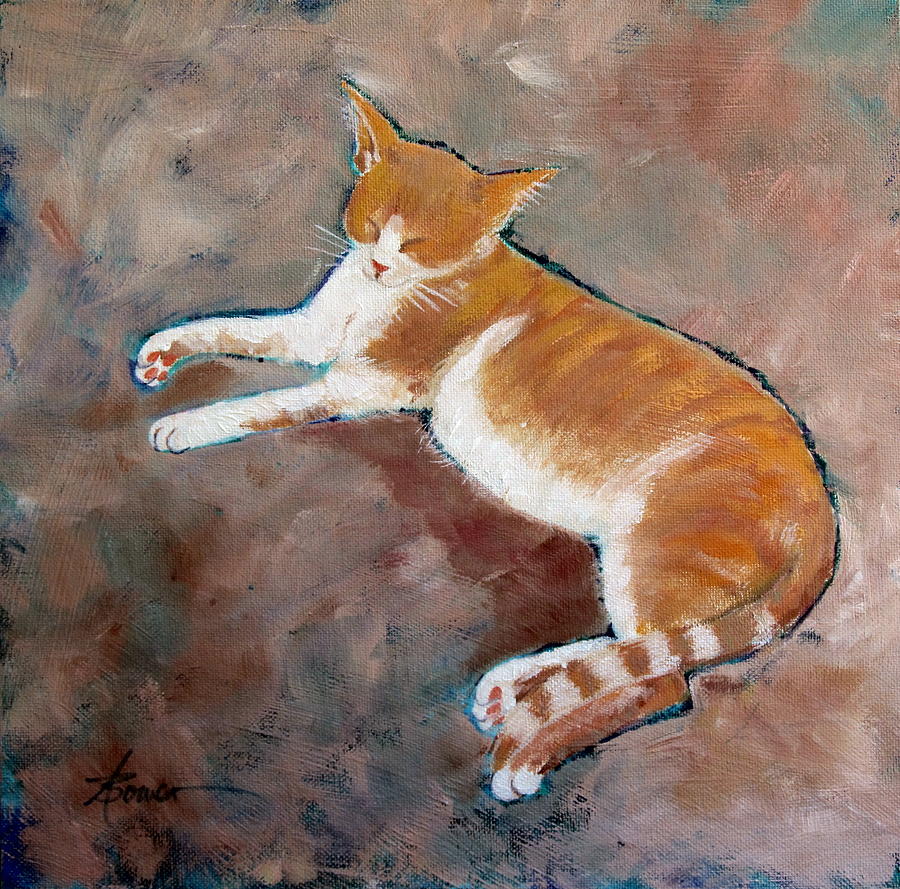 Saddle Tramp- Ranch Kitty Painting by Adele Bower