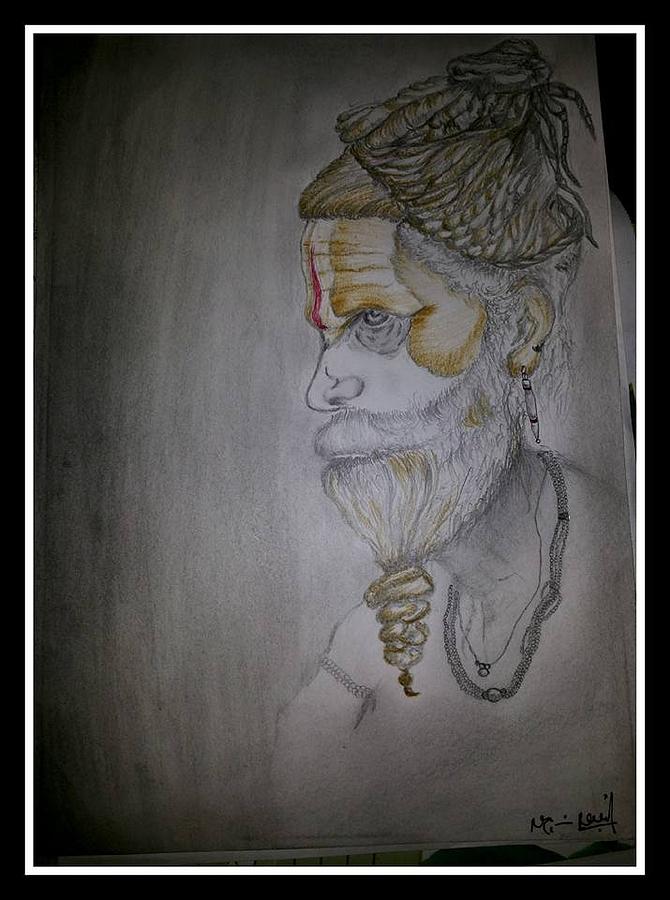 Sadhu Drawing by Ganesh  Naik