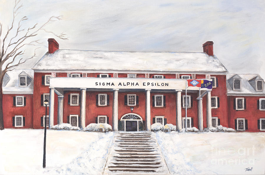 Fayetteville Painting - SAE Fraternity House at UofA by Tansill Stough
