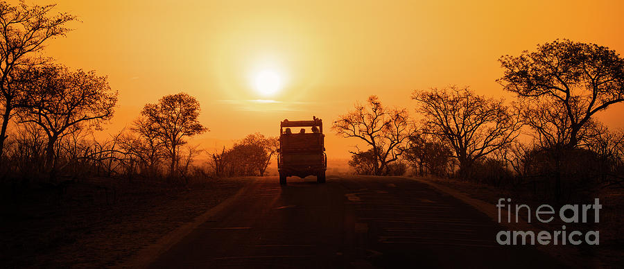 Sunset Photograph - Safari vehicle at sunset by Jane Rix