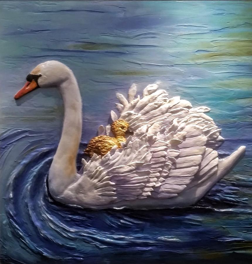 Swan Mixed Media - Safe Passage by Cindy Parris