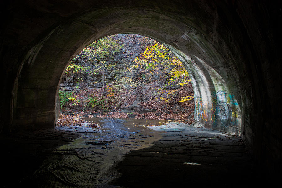 Fall Photograph - Sagamore Creek Tunnel Exit Interior by Claus Siebenhaar