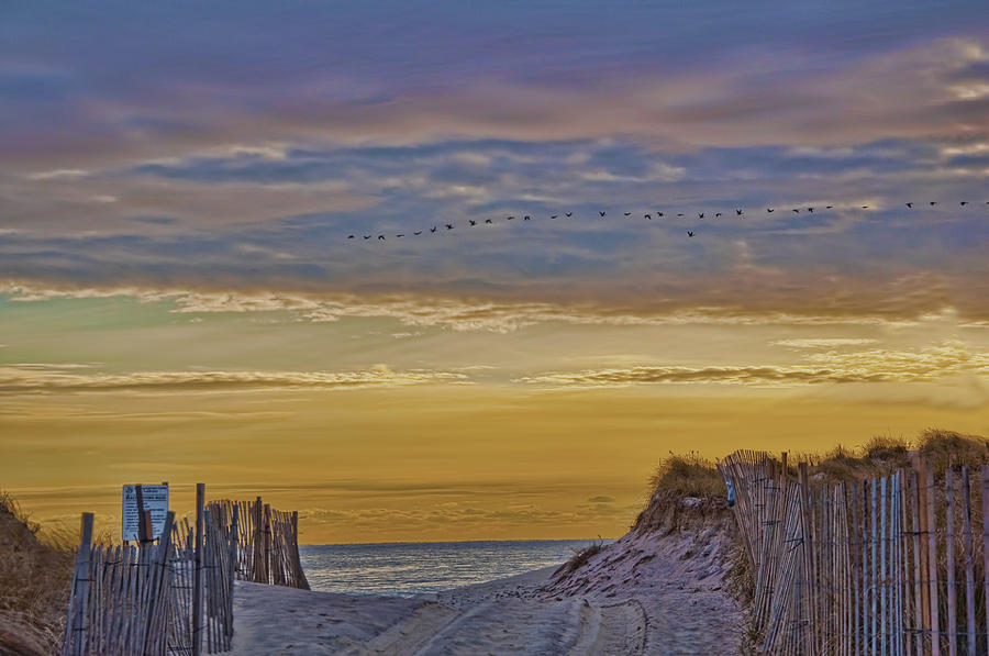 Sunset Photograph - Sagg Main Beach In Winter by Cathy Kovarik