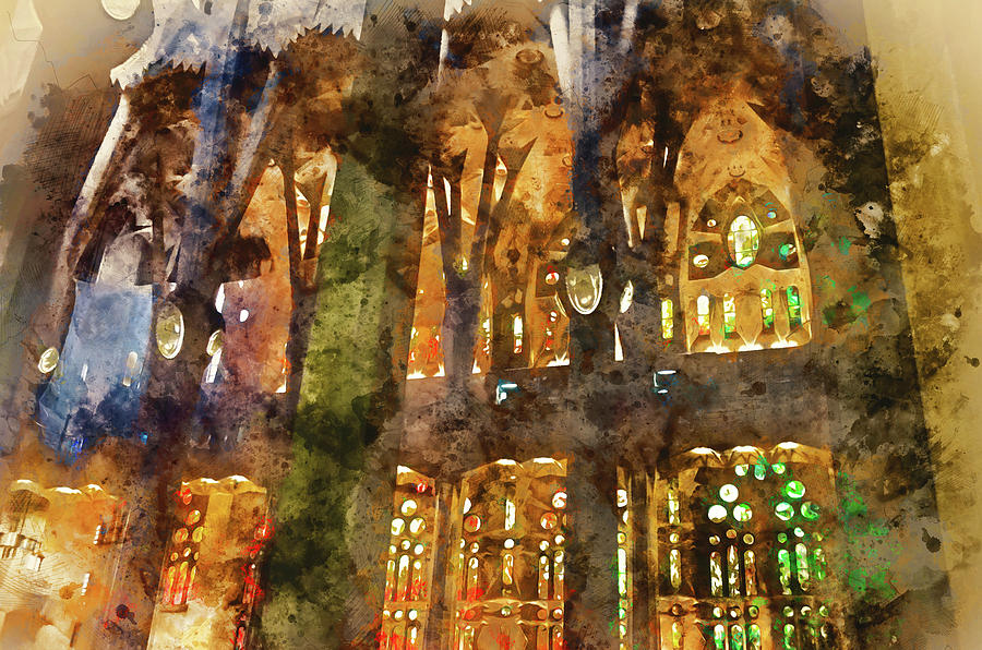 Sagrada Familia - 07 Painting by AM FineArtPrints