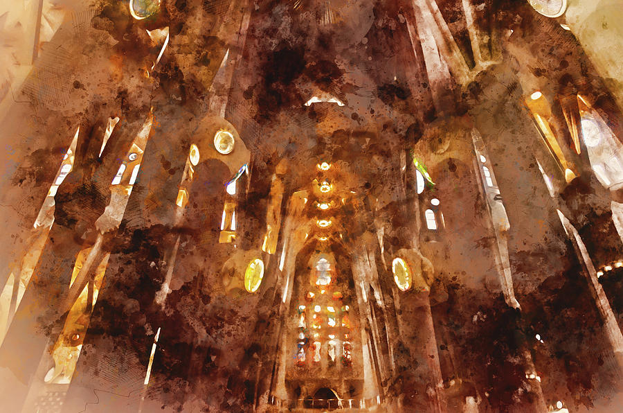 Sagrada Familia - 09 Painting by AM FineArtPrints