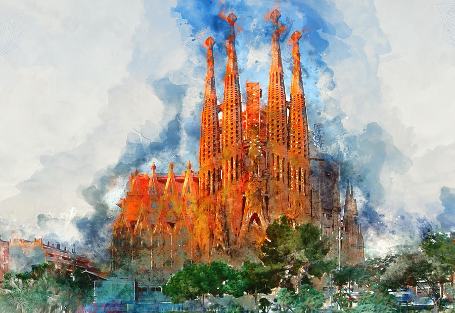 Sagrada Familia - 12 Painting by AM FineArtPrints