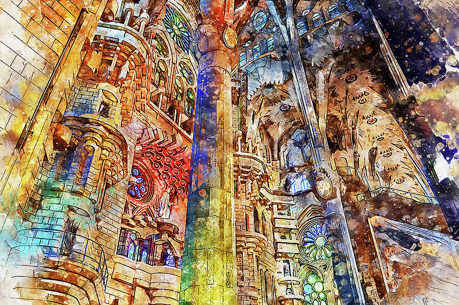 Sagrada Familia - 18 Painting by AM FineArtPrints