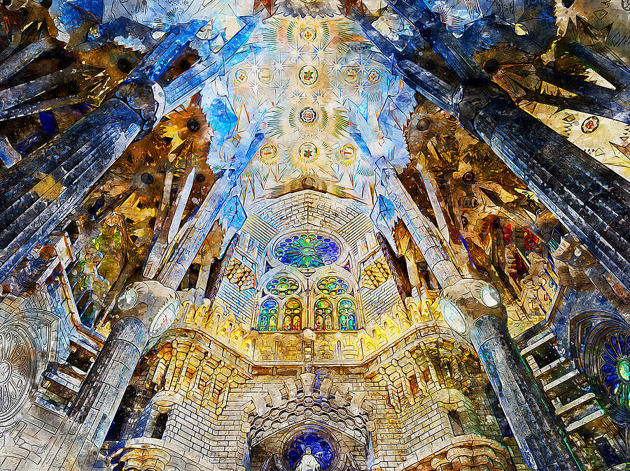Sagrada Familia - 23 Painting by AM FineArtPrints