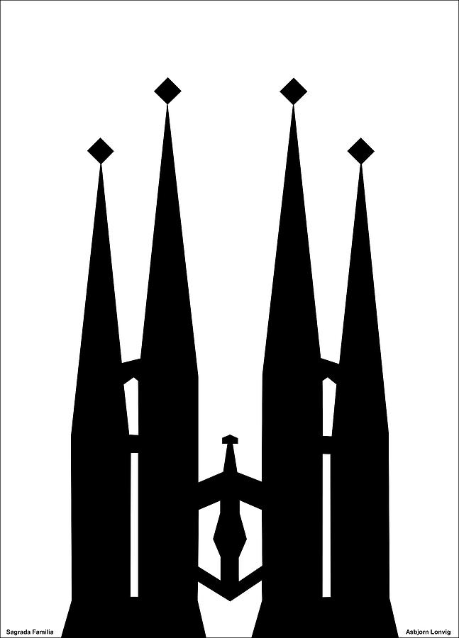Sagrada Familia Digital Art by Asbjorn Lonvig