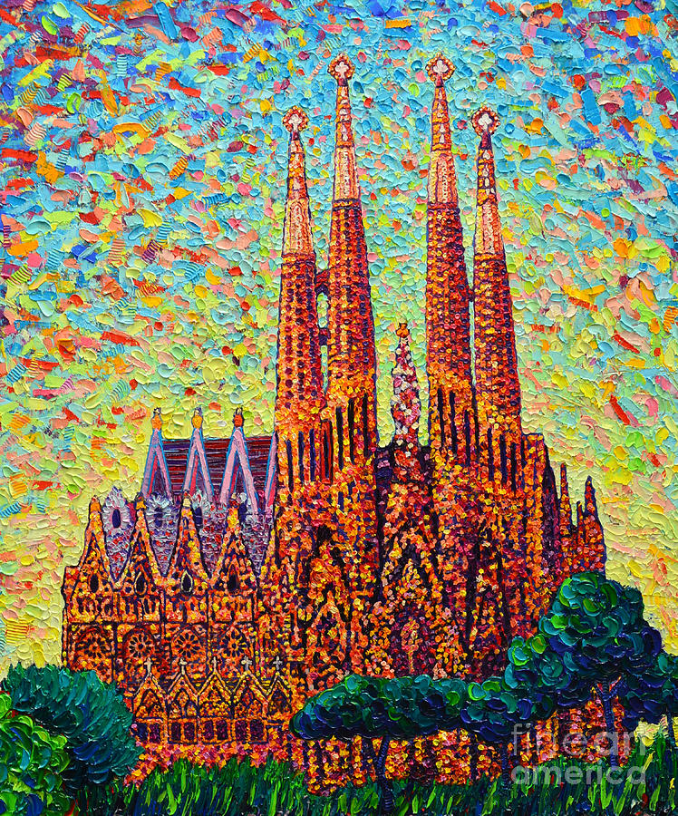 Sagrada Familia Barcelona Spain Painting by Ana Maria Edulescu - Fine ...