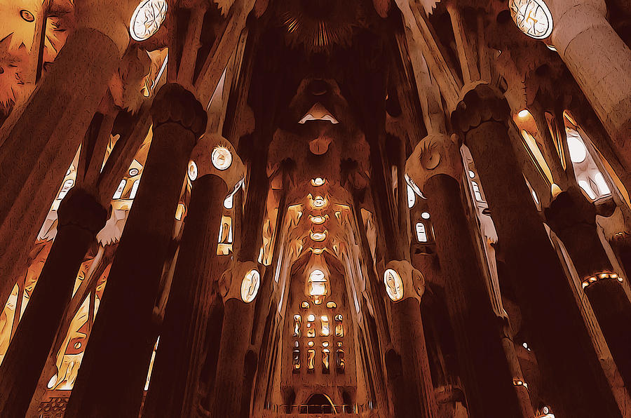 Sagrada Familia in Barcelona - 2 Painting by AM FineArtPrints