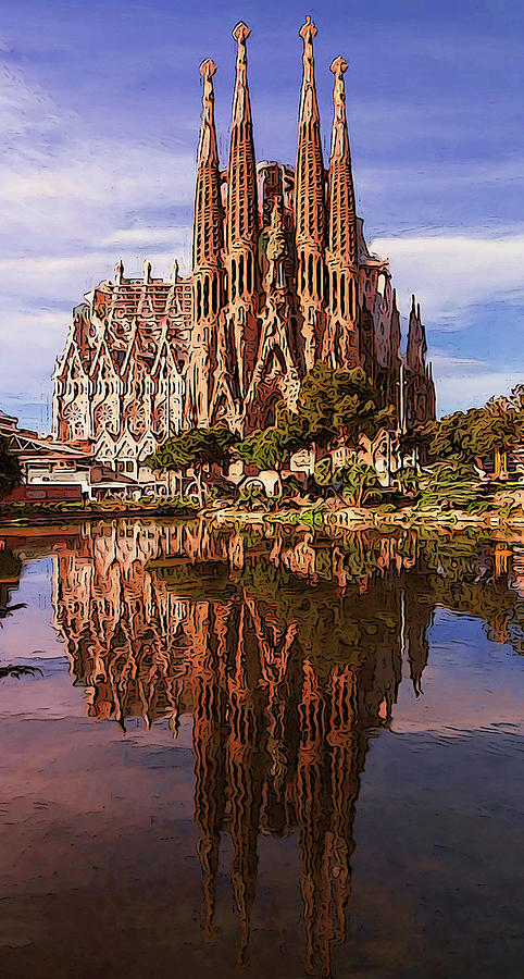 Sagrada Familia in Barcelona - 4 Painting by AM FineArtPrints