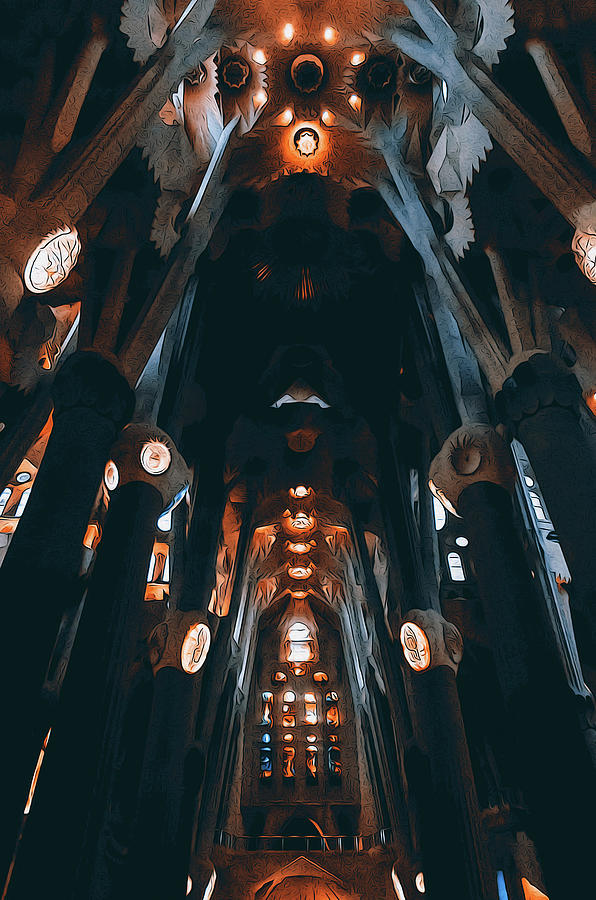 Sagrada Familia in Barcelona Painting by AM FineArtPrints
