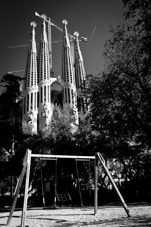 Black And White Photograph - Sagrada Swing by Jonathan Hansen Black And White Photograph - Sagrada Swing by Jonathan Hansen
