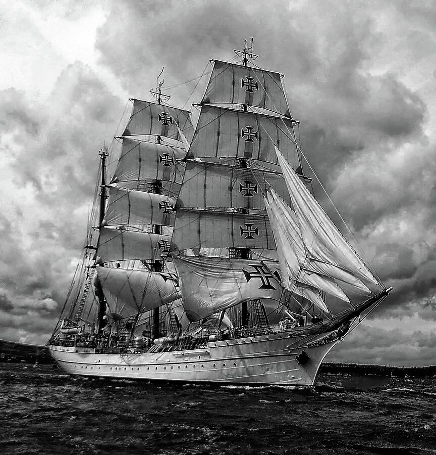 Black And White Photograph - Sagres Sailing by John Hughes