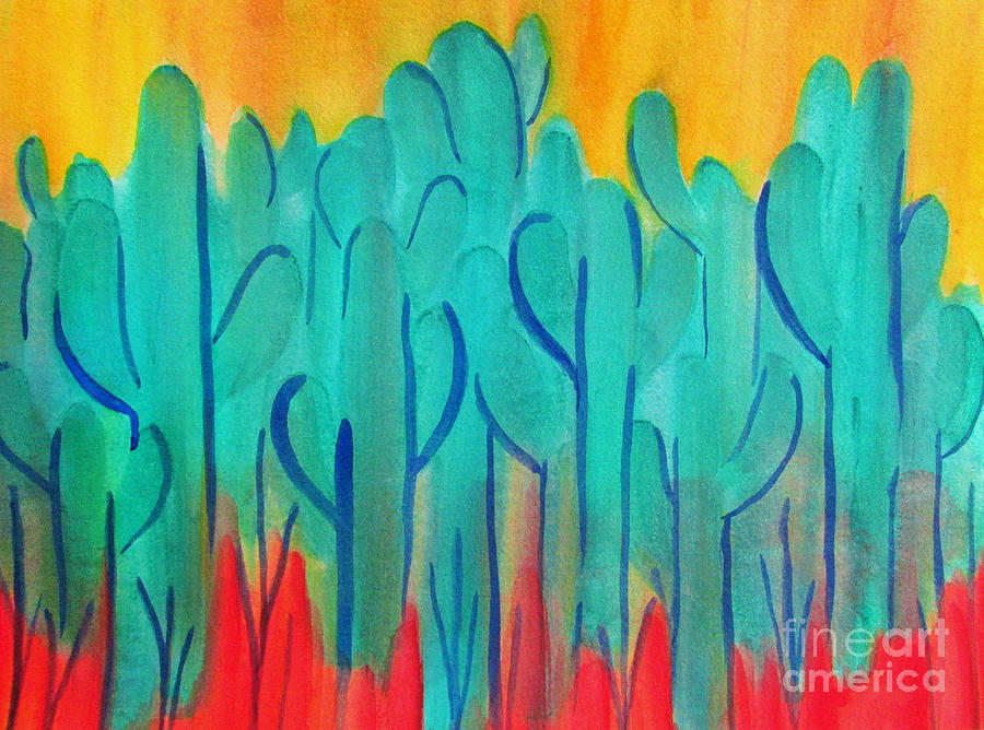 Saguaro Abstract  Painting by Hao Aiken