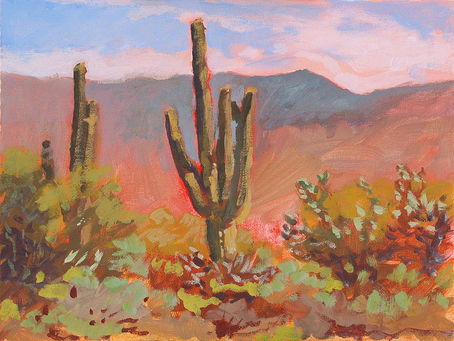 Saguaro Cactus Painting by Robert Bissett