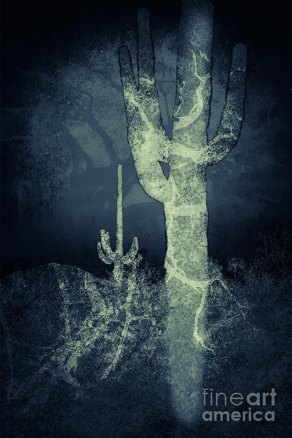 Saguaro Cactus Roots in Blue Photograph by Marianne Jensen