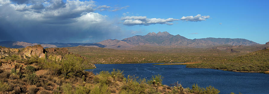 Saguaro Lake Panorama Photograph by Sue Cullumber