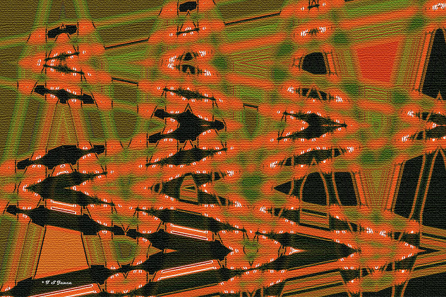 Saguaro Moon Rise Abstract Digital Art by Tom Janca
