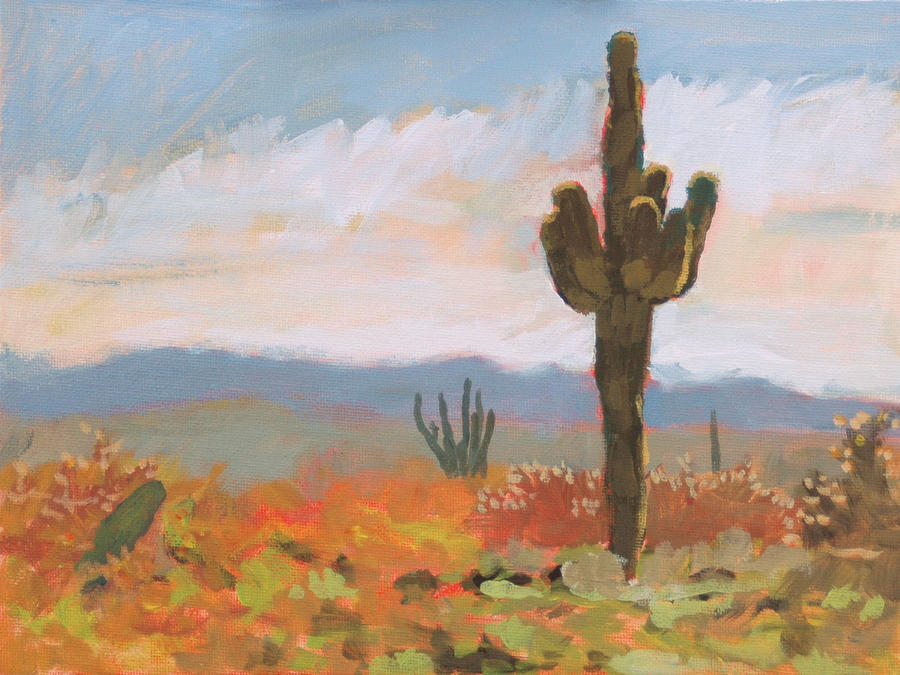Saguaro One Painting by Robert Bissett