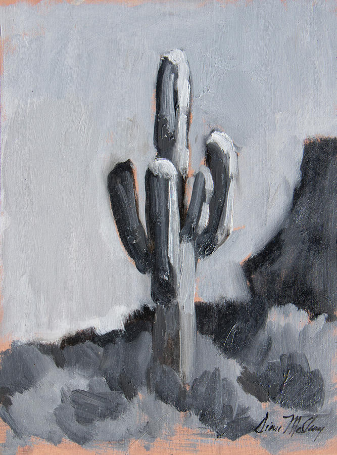 Saguaro Plein Air Study Painting by Diane McClary