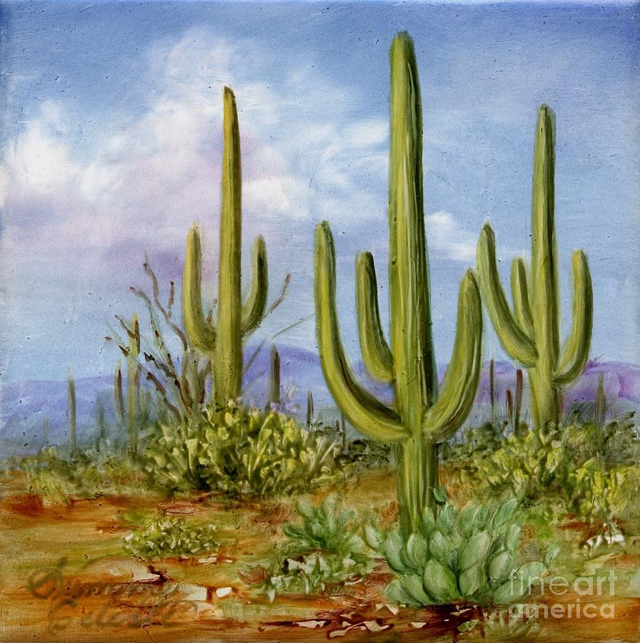 Saguaro Scene 1 Painting by Summer Celeste - Fine Art America