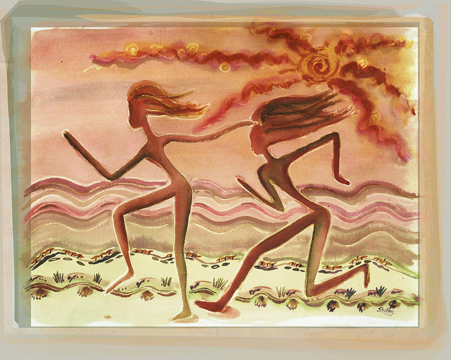 Saharan Runners Painting by Shelley Myers