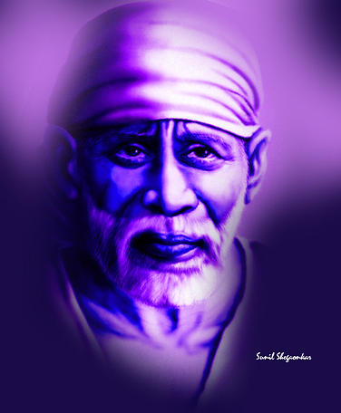 Sai Blue 5 By Sunil Shegaonkar Painting by Saibaba Shirdi - Fine Art ...