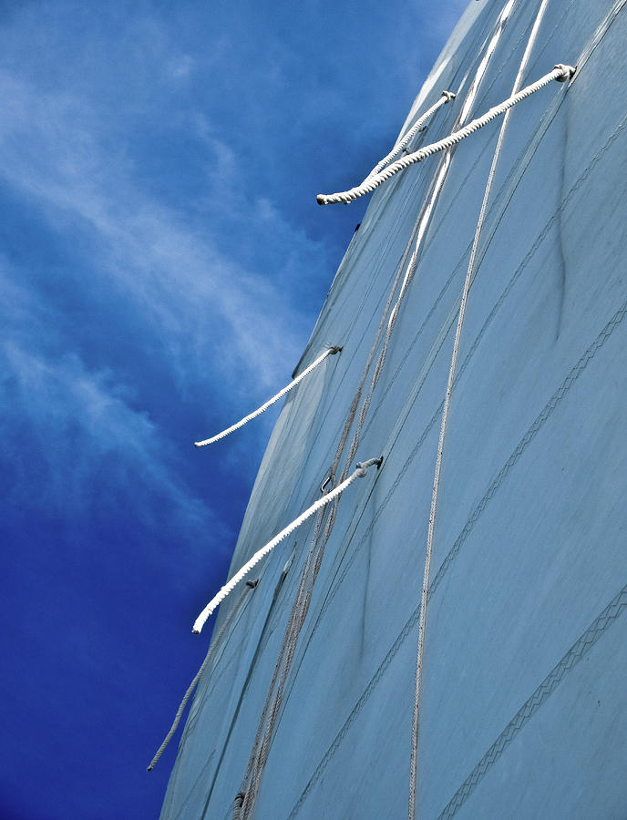 Sail and Blue Clouds Portrait Photograph by Tony Grider