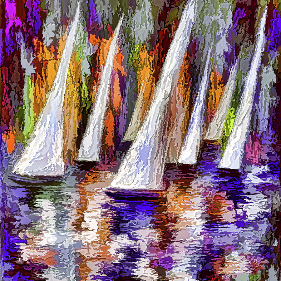 Sail Away Digital Art by Lena Owens - OLena Art Vibrant Palette Knife and Graphic Design