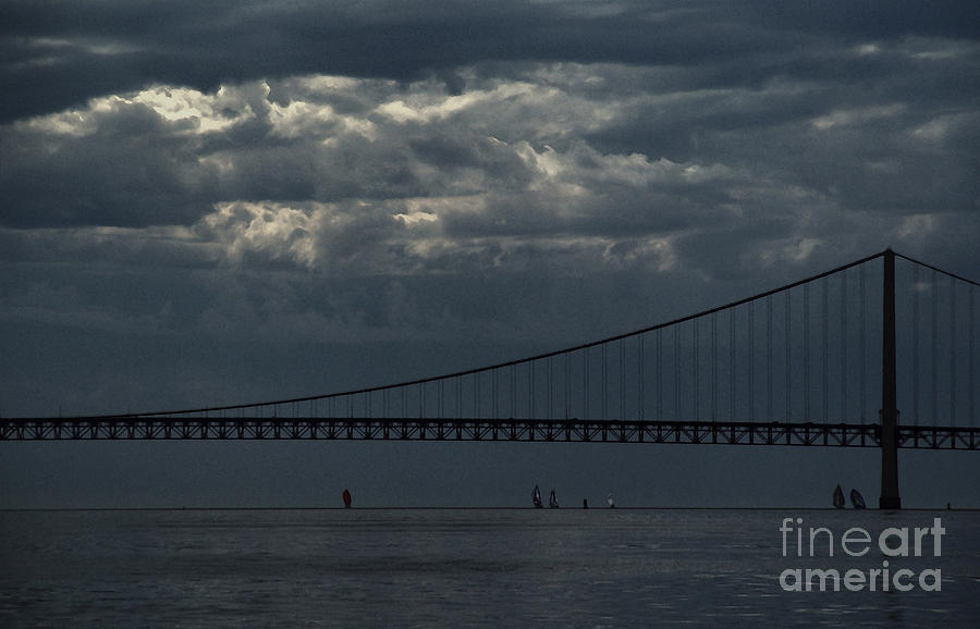 Sail Beneath The Mighty Mac Photograph by Linda Shafer