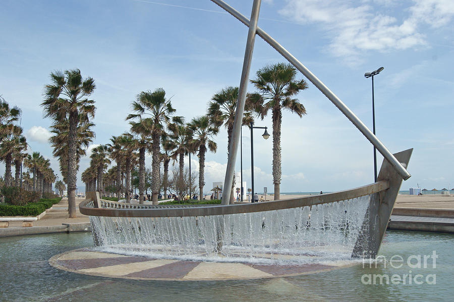Sail Boat Fountain In Valencia Photograph