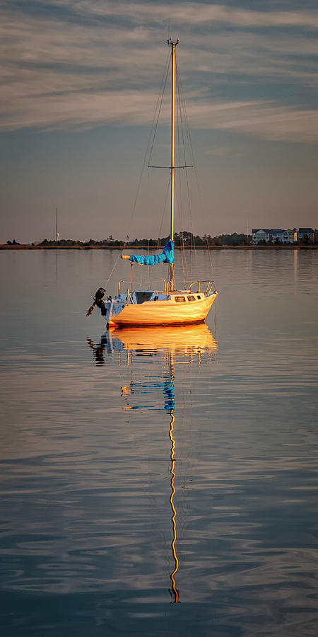 Sail Boat in Roanoke Sound 1x2 ratio IMG_3969 Photograph by Greg Kluempers