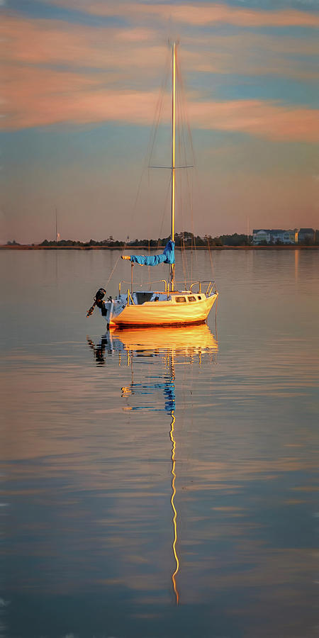 Sail Boat in Roanoke Sound 1x2 ratio Photo Painting IMG_3969 Photograph by Greg Kluempers