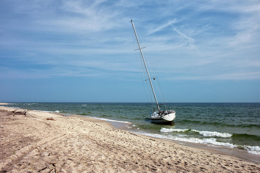 Sail Boat Moored at Beach in Hel Peninsula Photograph by Artur Bogacki
