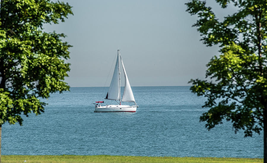 Sail Boat on Lake Michigan Photograph by Paul Freidlund