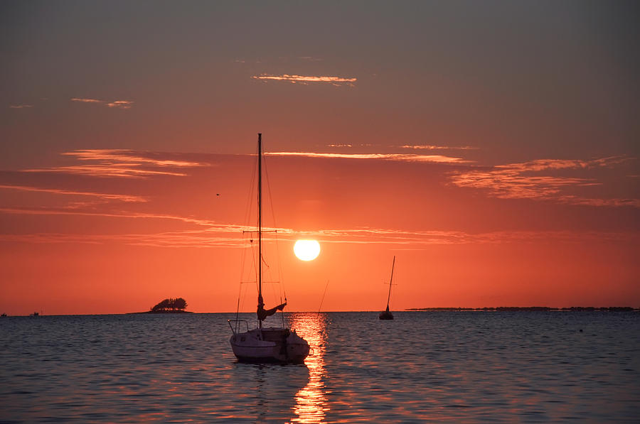 Sail Boat Sunset - Palm Harbor Florida Photograph by Bill Cannon