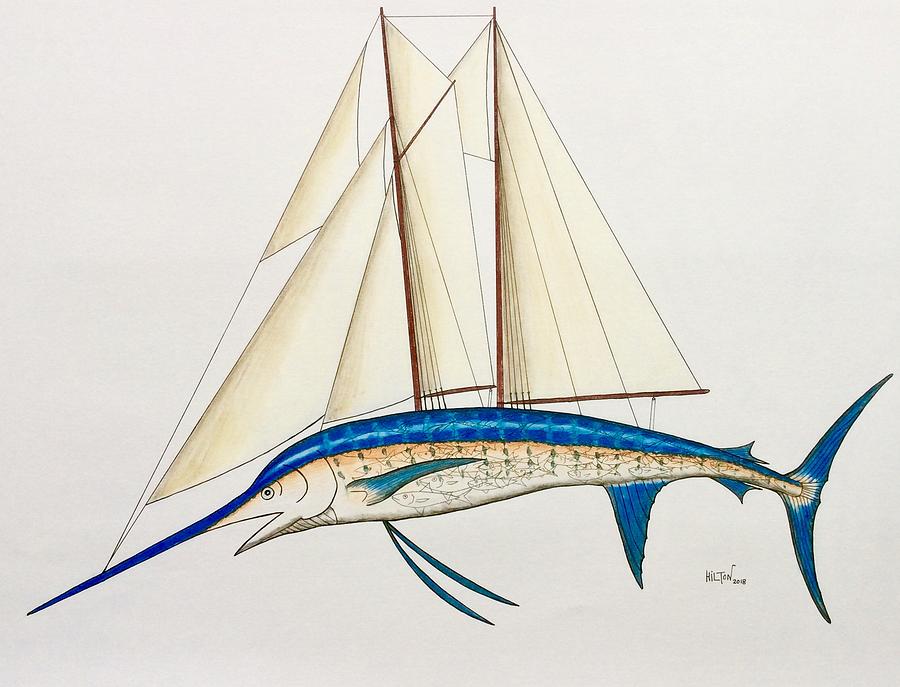 Sail Fish Pastel by Graham Wallwork