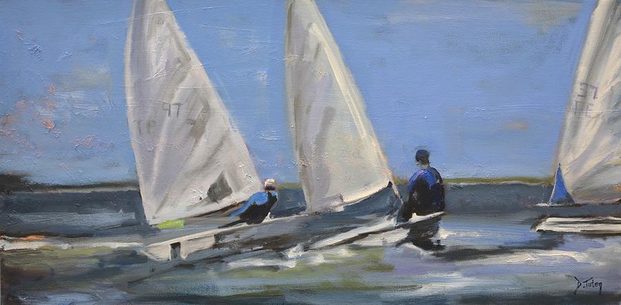 Sail Racers Painting by Donna Tuten