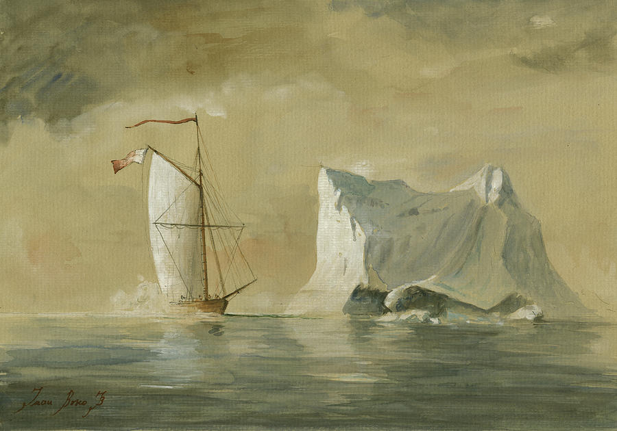Sail Painting - Sail ship at the ice by Juan Bosco