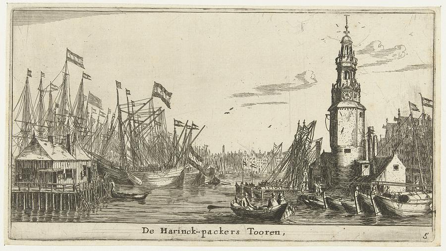 Sail ships Haringpakkerstoren  Reinier Nooms 1652 1654 Drawing by Vintage Collectables