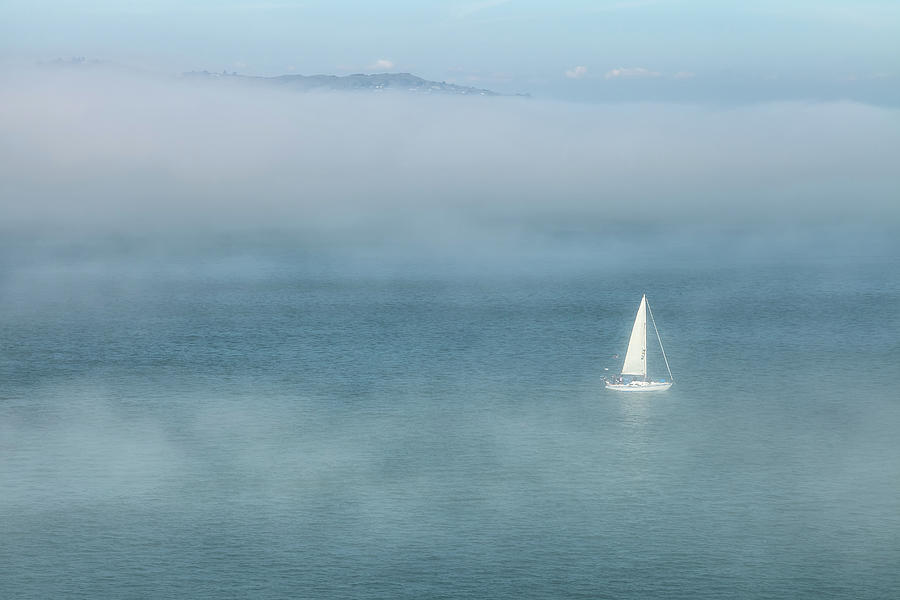 Sailboat And Fog Photograph by Jonathan Nguyen
