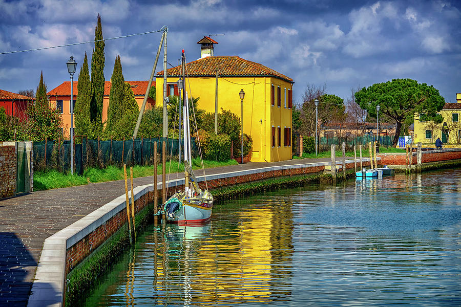 Sailboat and Yellow House Burano Venice_DSC5535_03072017 Photograph by Greg Kluempers