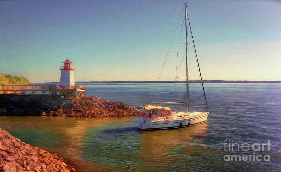 sailboat with lighthouse