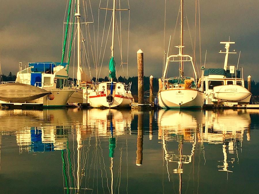 Sailboat at Port of Poulsbo Marina Photograph by Jerry Abbott