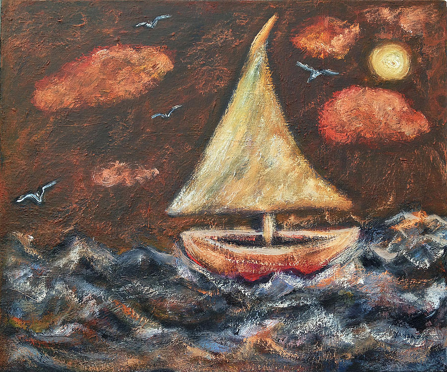 Sailboat at Sea Painting by Katt Yanda